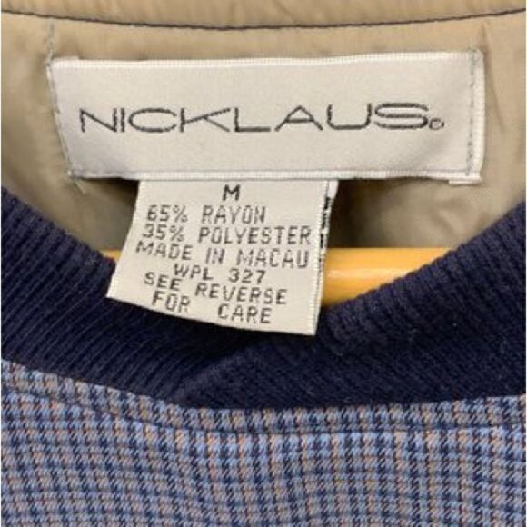 Jack Nicklaus Golf Windbreaker Navy Blue Check with V Neck & Long Sleeve. Size M - Picture 7 of 7